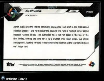 2026 Topps Now AARON JUDGE #WBB8 [Base] Team USA