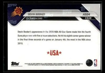2026 Topps Now All-Star Game Devin Booker #AS24 PR 4967 Phoenix Suns - Basketball Card Single
