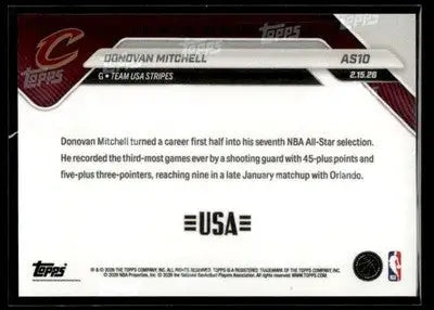 2026 Topps Now All-Star Game Donovan Mitchell #AS10 PR 4967 Cleveland Cavaliers - Basketball Card Single