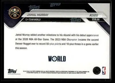 2026 Topps Now All-Star Game Jamal Murray # PR 4967 Denver Nuggets - Basketball Card Single