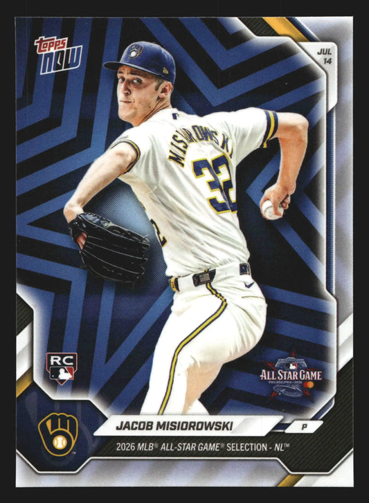2026 Topps NOW #ASG-JM Jacob Misiorowski Brewers RC All-Star Game Selection NL - Baseball Card Single