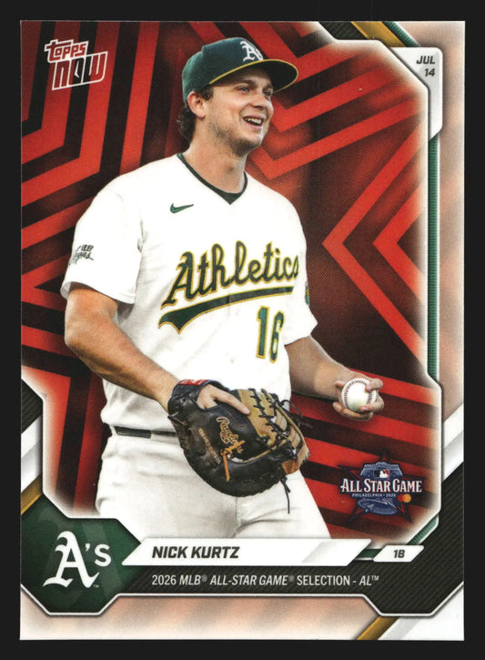 2026 Topps NOW #ASG-NK Nick Kurtz Athletics All-Star Game Selection AL - Baseball Card Single
