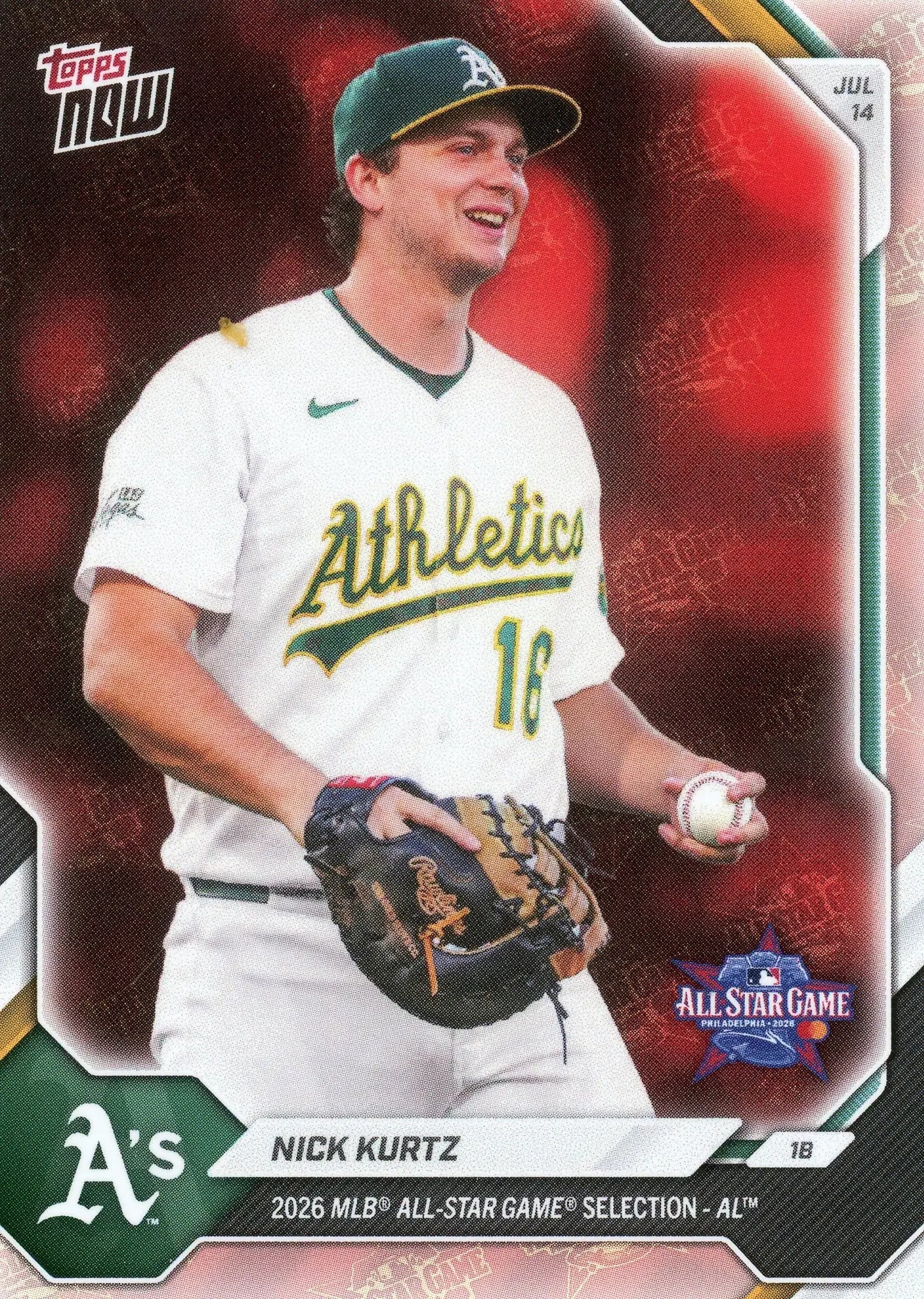 2026 Topps NOW #ASG-NK Nick Kurtz Athletics Logofractor All-Star AL - Baseball Card Single