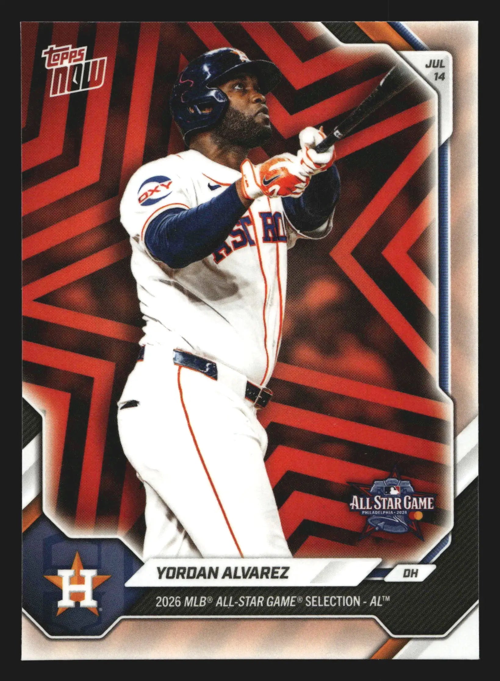 2026 Topps NOW #ASG-YA Yordan Alvarez Astros All-Star Game Selection AL - Baseball Card Single