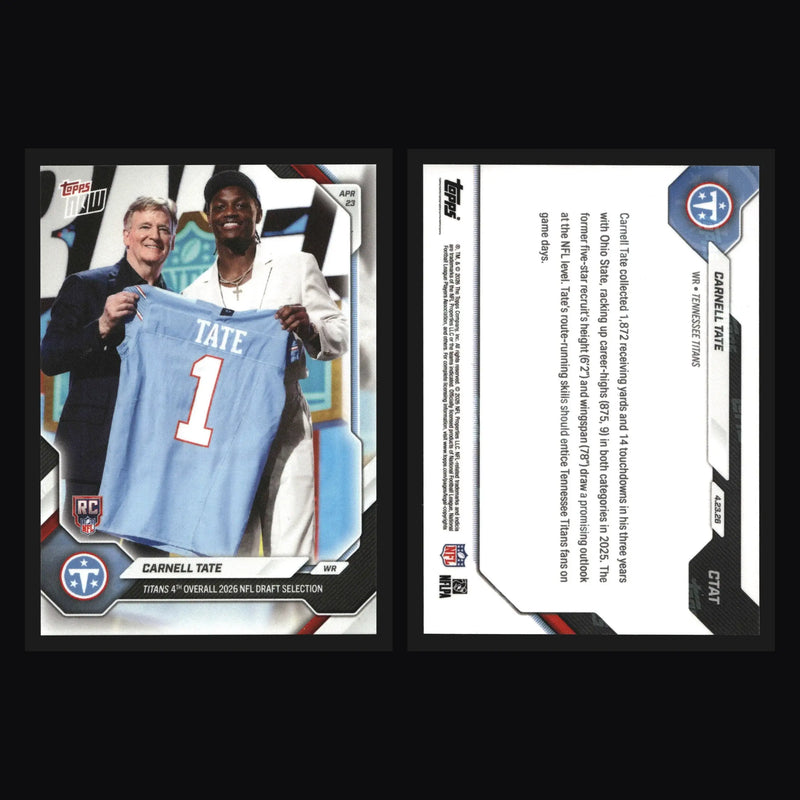 2026 Topps NOW #CTAT Carnell Tate Titans 4th Overall Pick RC