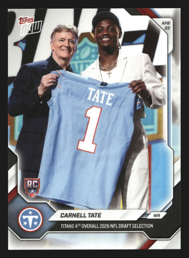 2026 Topps NOW #CTAT Carnell Tate Titans 4th Overall Pick RC