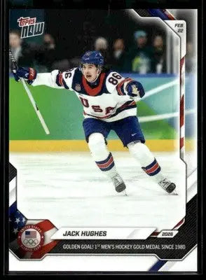 2026 Topps Now Olympic/Paralympic Games Jack Hughes #18 Golden Goal USA - Hockey Card Single