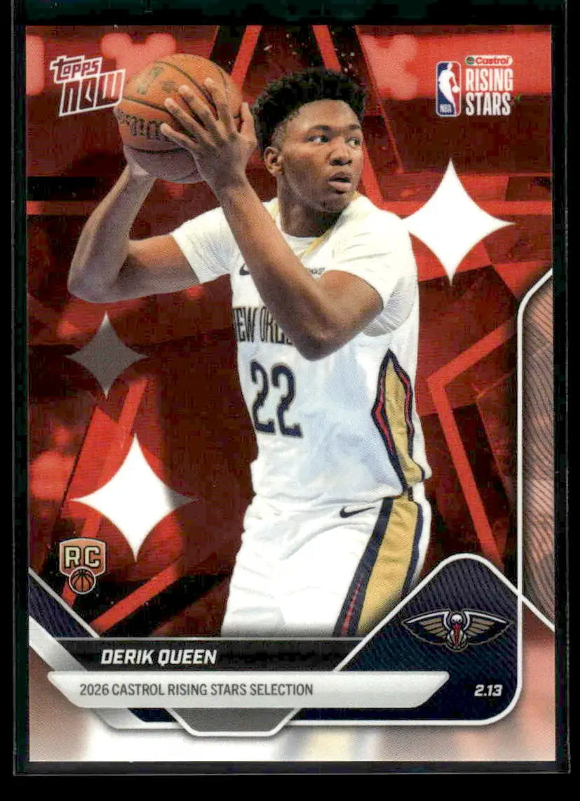 2026 Topps Now Rising Stars Derik Queen #RS15 PR 7287 RC New Orleans Pelicans - Basketball Card Single
