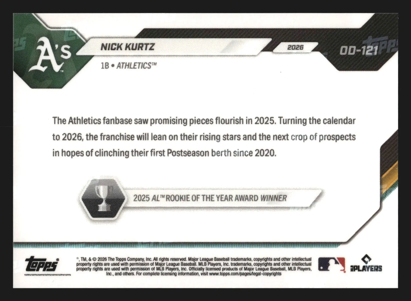 2026 Topps NOW Road to Opening Day #OD-121 Nick Kurtz Green /99