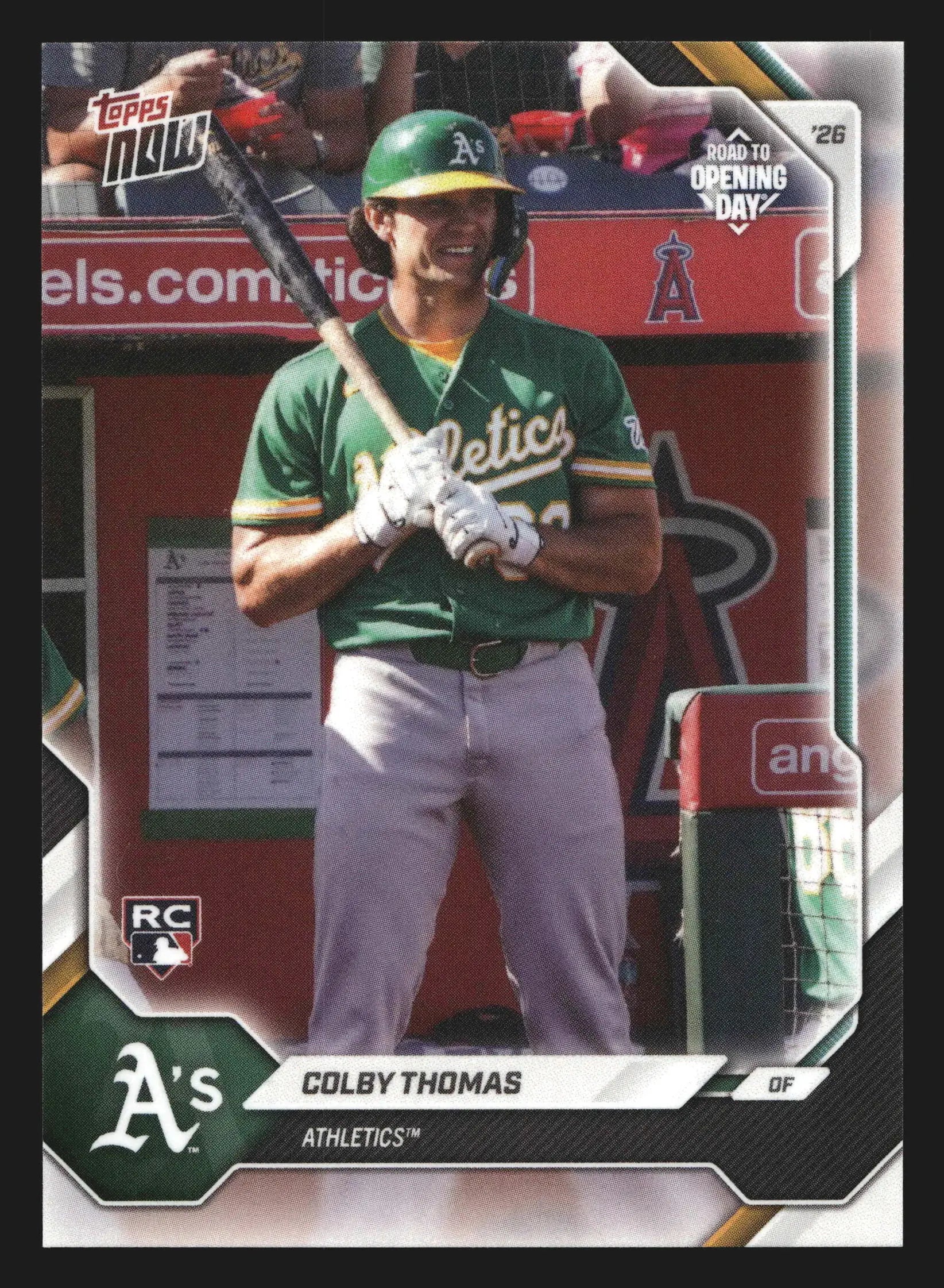 2026 Topps NOW Road to Opening Day #OD-125 Colby Thomas Athletics RC - Baseball Card Single