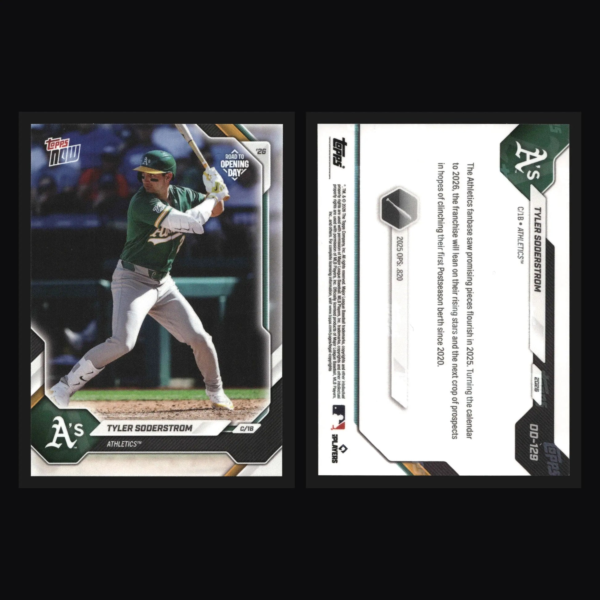 2026 Topps NOW Road to Opening Day #OD-129 Tyler Soderstrom Athletics - Baseball Card Single