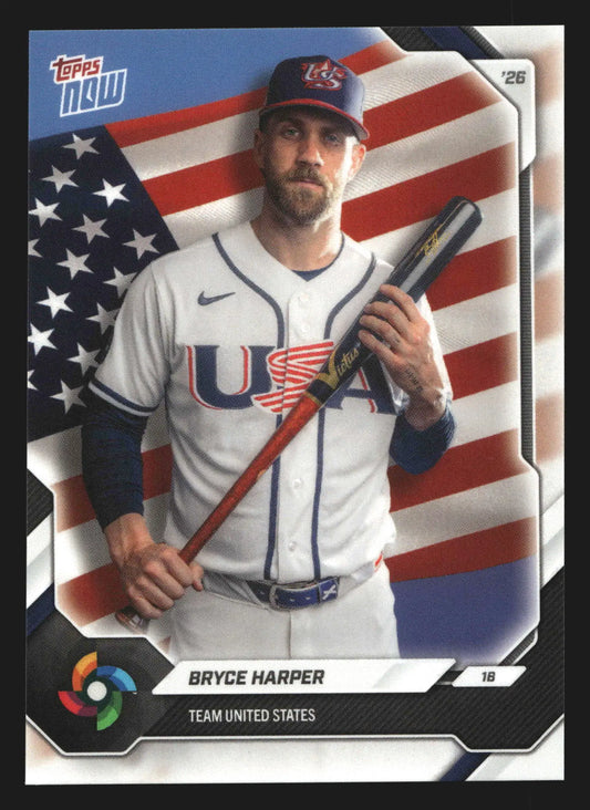 2026 Topps NOW World Baseball Classic #USA11 Bryce Harper USA - Baseball Card Single