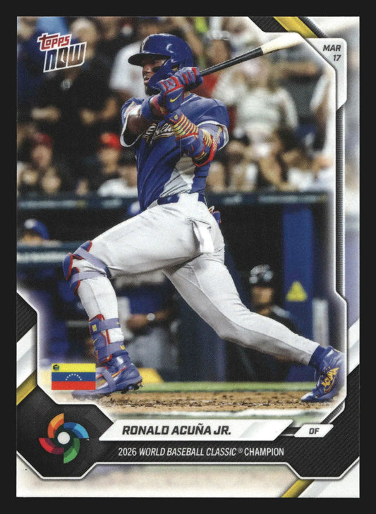 2026 Topps NOW World Baseball Classic #VEC1 Ronald Acuna Jr. Venezuela Champion - Baseball Card Single