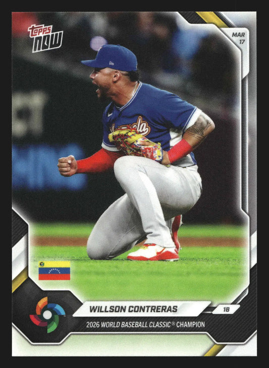 2026 Topps NOW World Baseball Classic #VEC7 Willson Contreras Venezuela Champion - Baseball Card Single