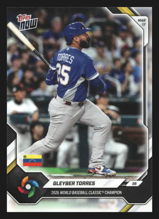 2026 Topps NOW World Baseball Classic #VEC9 Gleyber Torres Venezuela Champion - Baseball Card Single