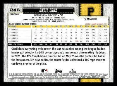 2026 Topps Oneil Cruz #246 Pittsburgh Pirates - Baseball Card Single