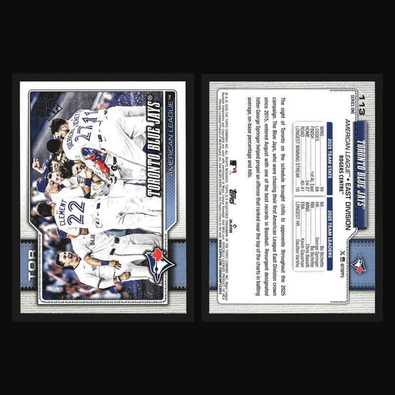 2026 Topps Series 1 #113 Toronto Blue Jays Team Card - Baseball Card Single