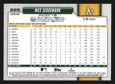 2026 Topps Series 1 #225 Max Schuemann Athletics - Baseball Card Single