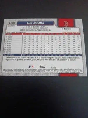 2026 Topps Series 1 - Alex Bregman #135. Red Sox. NRMT+ - Baseball Card Single