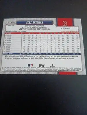 2026 Topps Series 1 - Alex Bregman #135. Red Sox. NRMT+ - Baseball Card Single