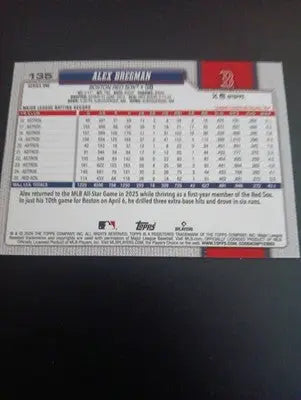 2026 Topps Series 1 - Alex Bregman #135. Red Sox. NRMT+ - Baseball Card Single