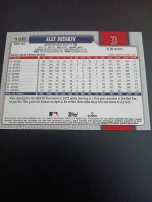 2026 Topps Series 1 - Alex Bregman #135. Red Sox. NRMT+ - Baseball Card Single