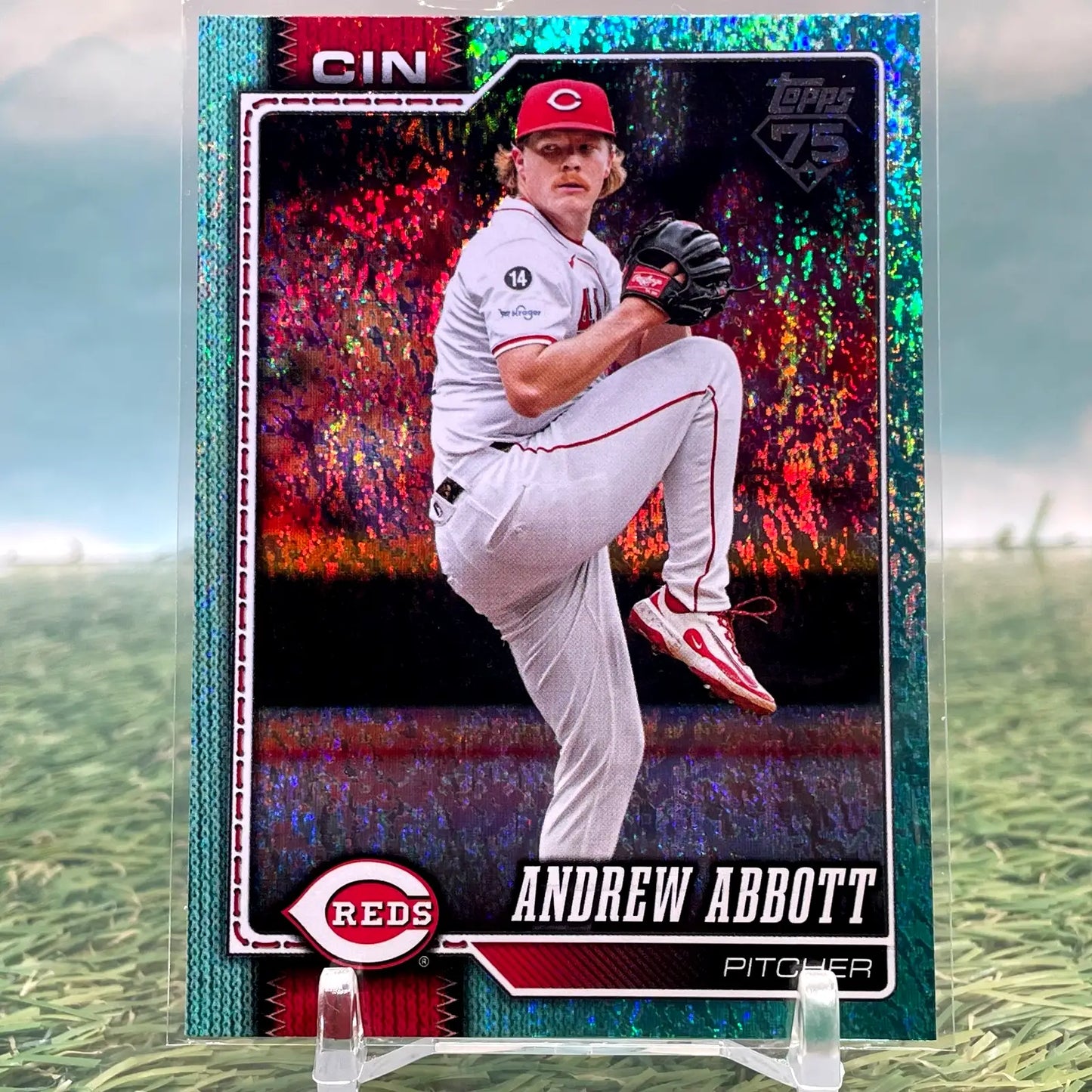 2026 Topps Series 1 Andrew Abbott #218 Aqua Holo Foil (1:500 packs) Reds KM49 - Baseball Card Single