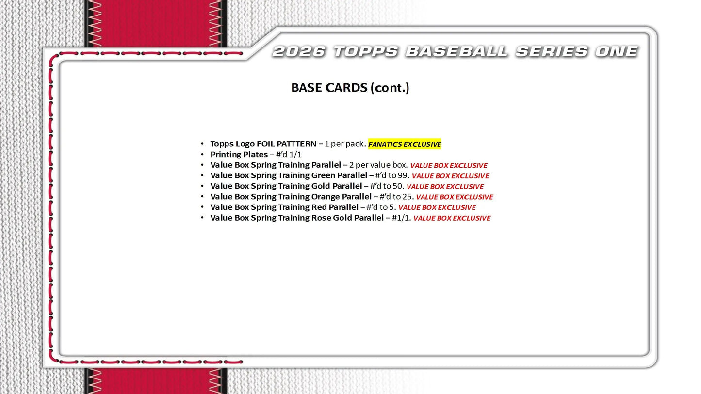 2026 Topps Series 1 Baseball Value Pack - Baseball Card Box