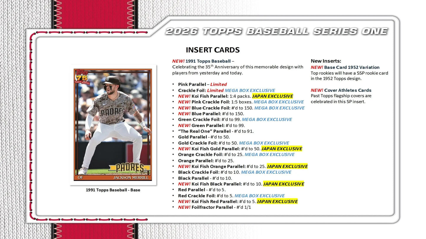 2026 Topps Series 1 Baseball Value Pack - Baseball Card Box