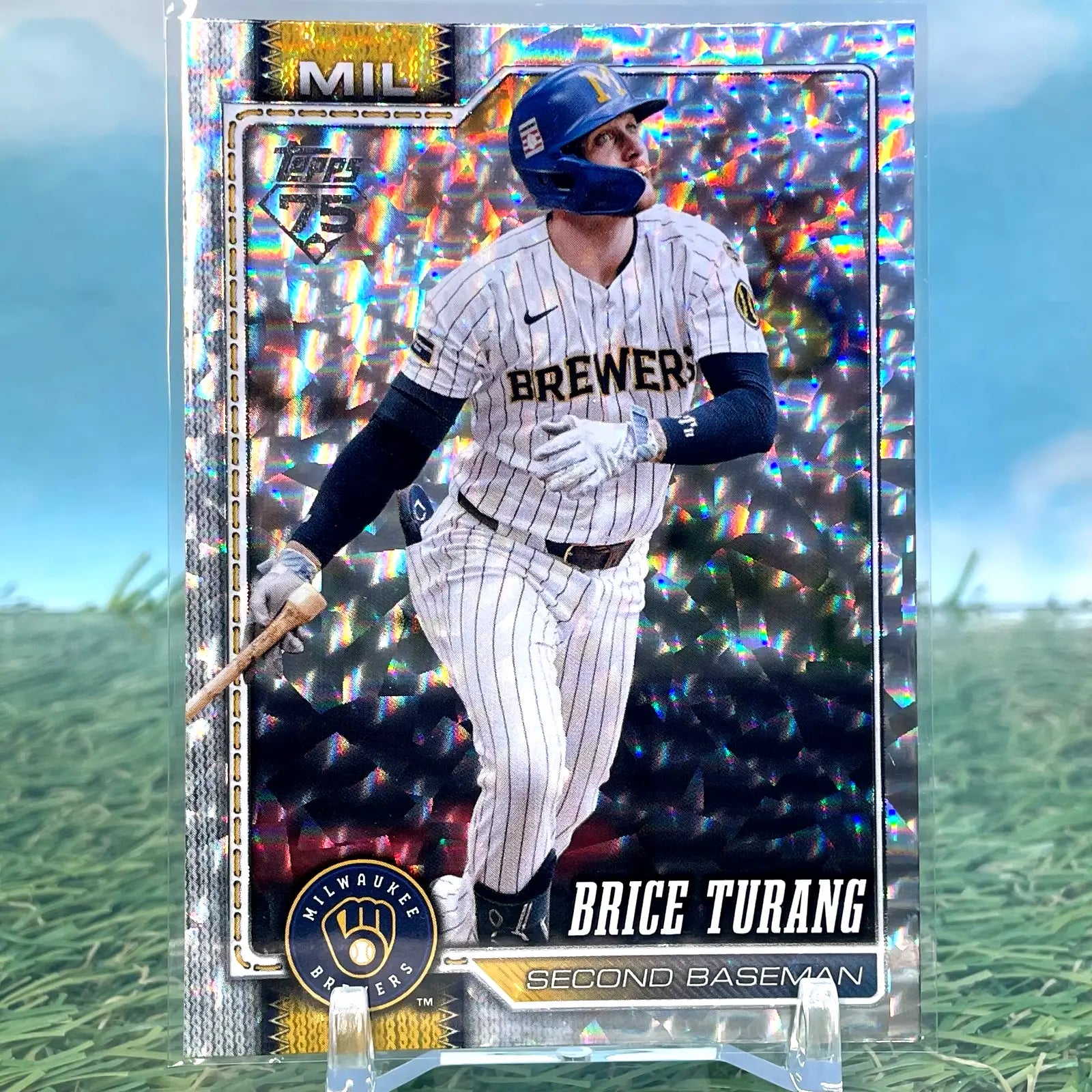 2026 Topps Series 1 Brice Turang Silver Crackle Foil Brewers KM40 - Baseball Card Single