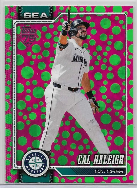 2026 Topps Series 1 Cal Raleigh Holiday Polk Dots Green/Pink #140 Mariners (2b) - Baseball Card Single