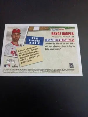 2026 Topps Series 1 - Profiles Bryce Harper #TP-19. Phillies. NRMT+