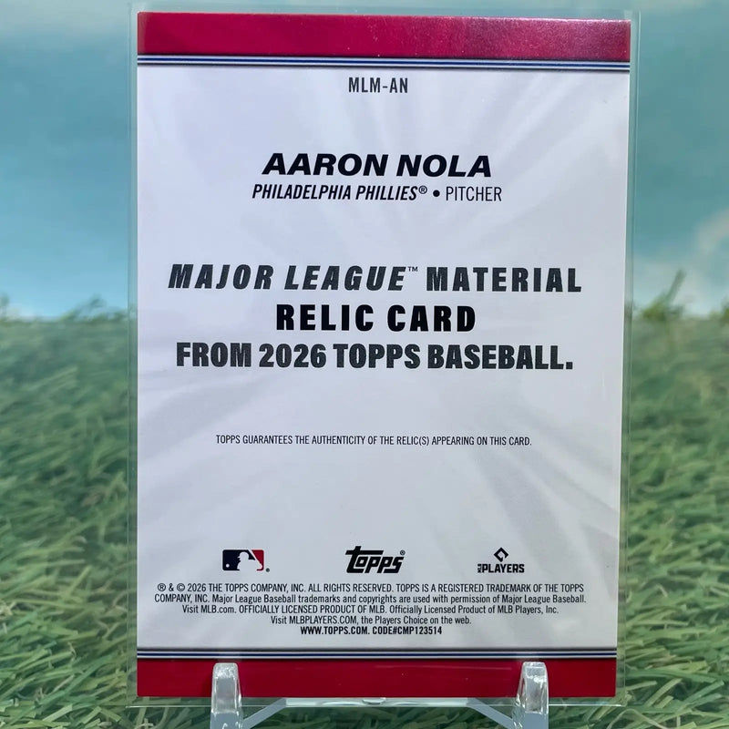 2026 Topps Series 1 Relic Aaron Nola Philadelphia Phillies MLM-AN - Baseball Card Single