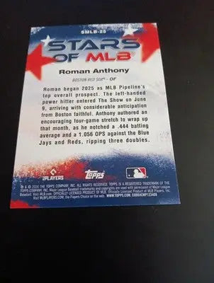 2026 Topps Series 1 - Stars of MLB Roman Anthony #SMLB-25 (RC) NRMT+ - Baseball Card Single
