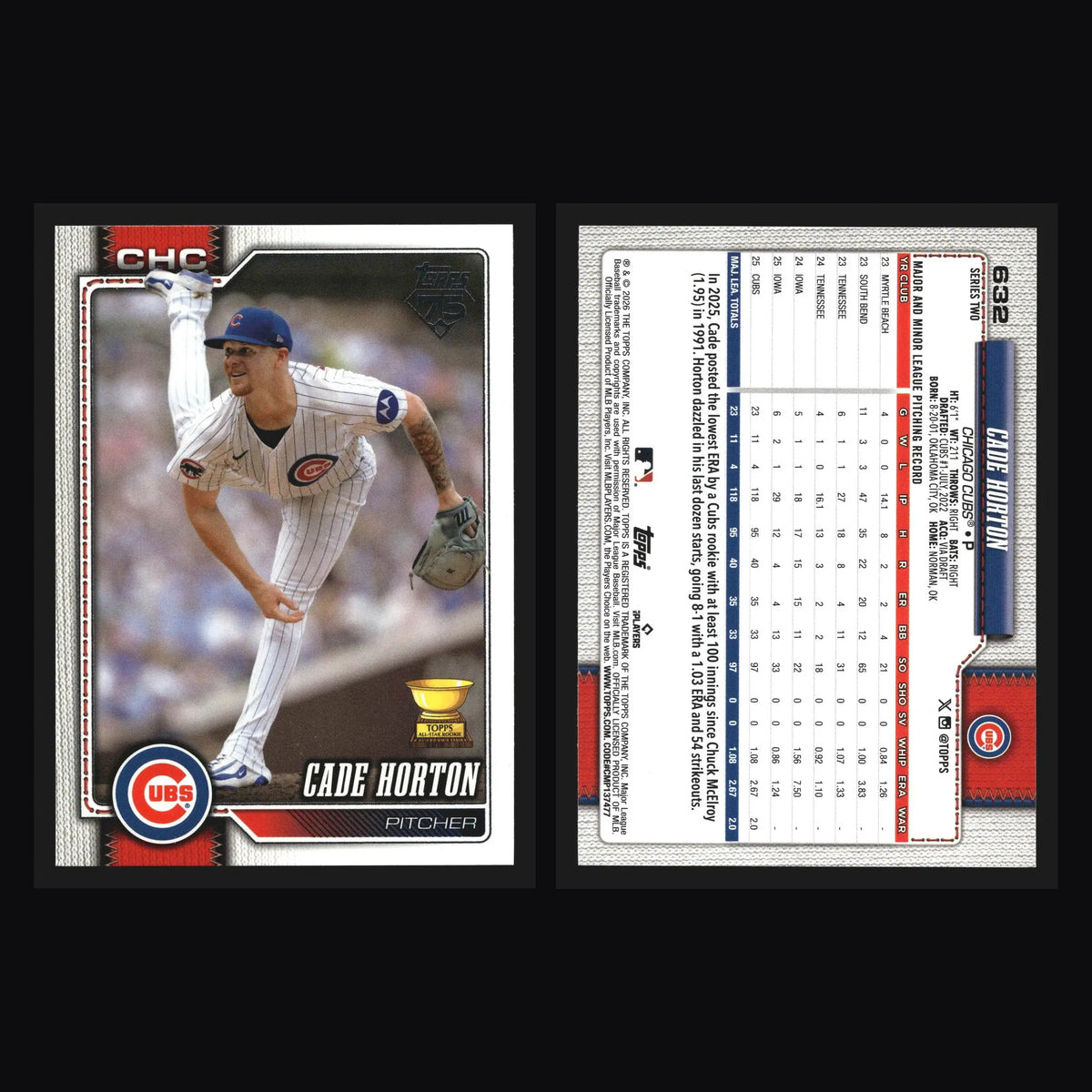 2026 Topps Series 2 Cade Horton #632 Rookie Cup Chicago Cubs - Baseball Card Single