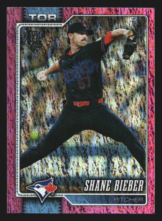 2026 Topps Series 2 Shane Bieber #422 Pink Holo Foil Blue Jays - Baseball Card Single