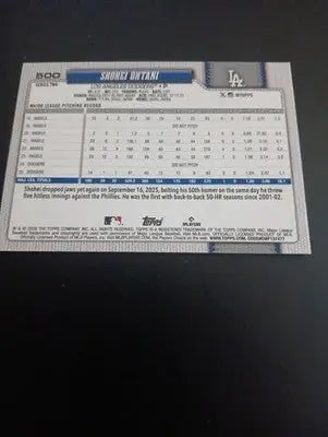 2026 Topps Series 2 - Shohei Ohtani #500. LA Dodgers. NRMT+ - Baseball Card Single
