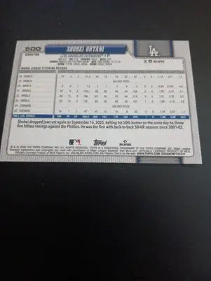 2026 Topps Series 2 - Shohei Ohtani #500. LA Dodgers. NRMT+ - Baseball Card Single