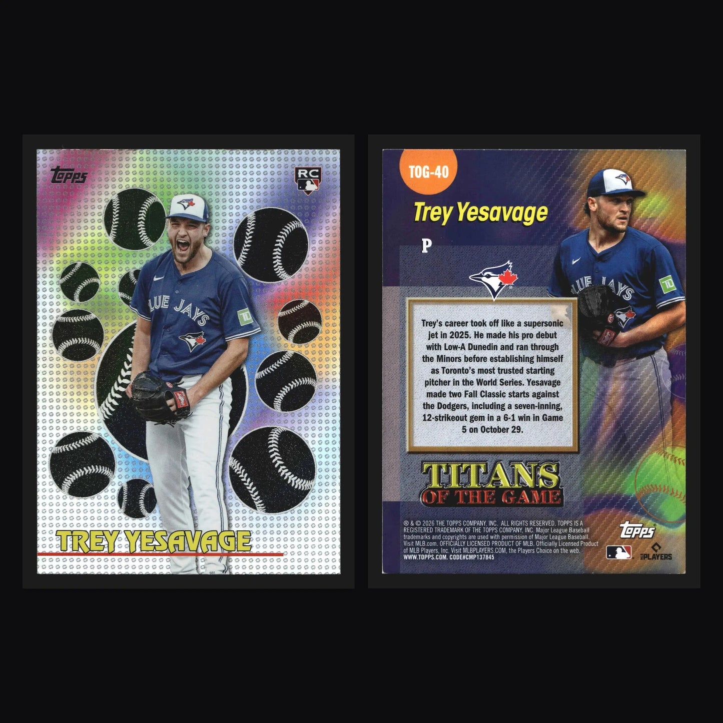 2026 Topps Series 2 Titans of the Game #TOG-40 Trey Yesavage RC Blue Jays