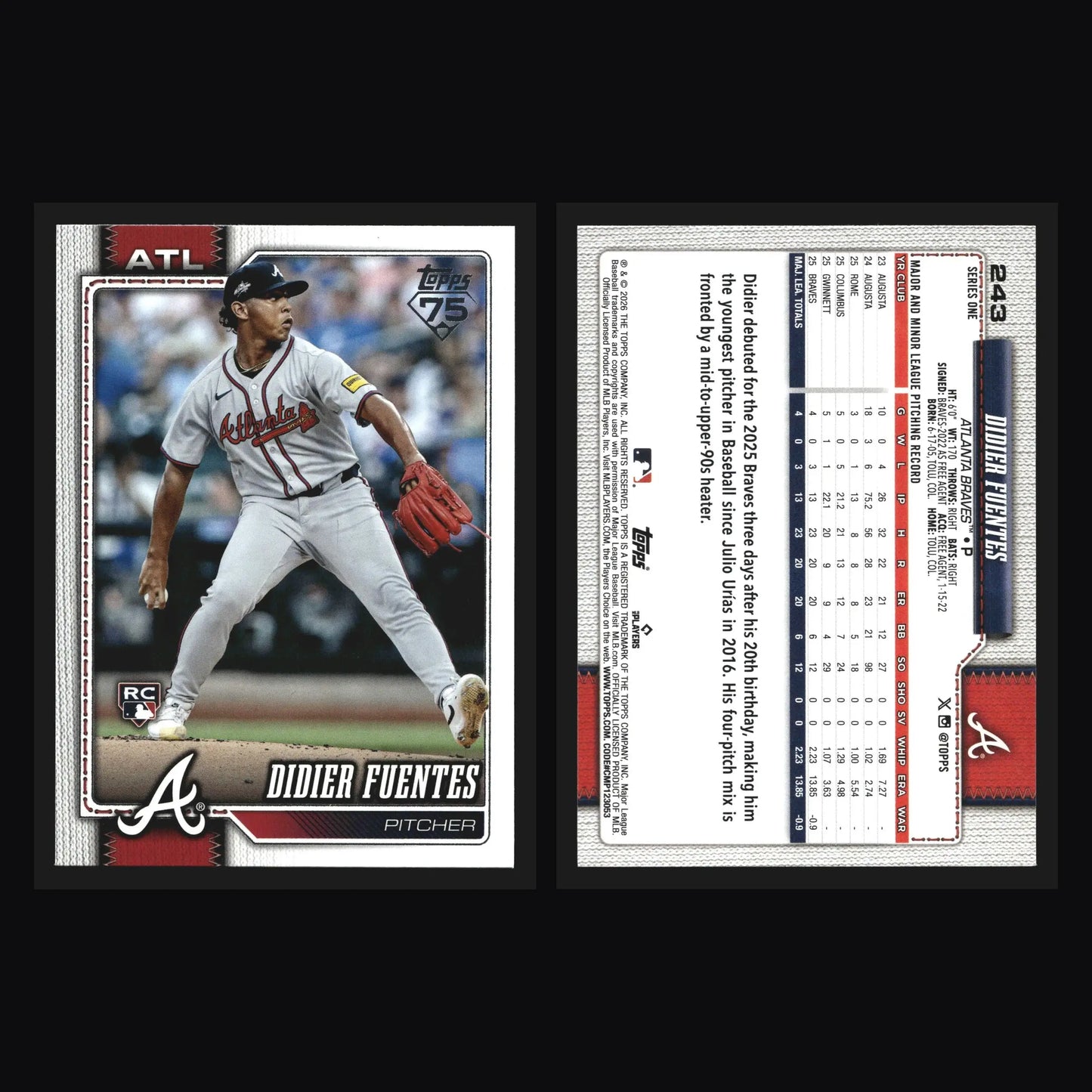 2026 Topps Series One #243 Didier Fuentes Atlanta Braves RC