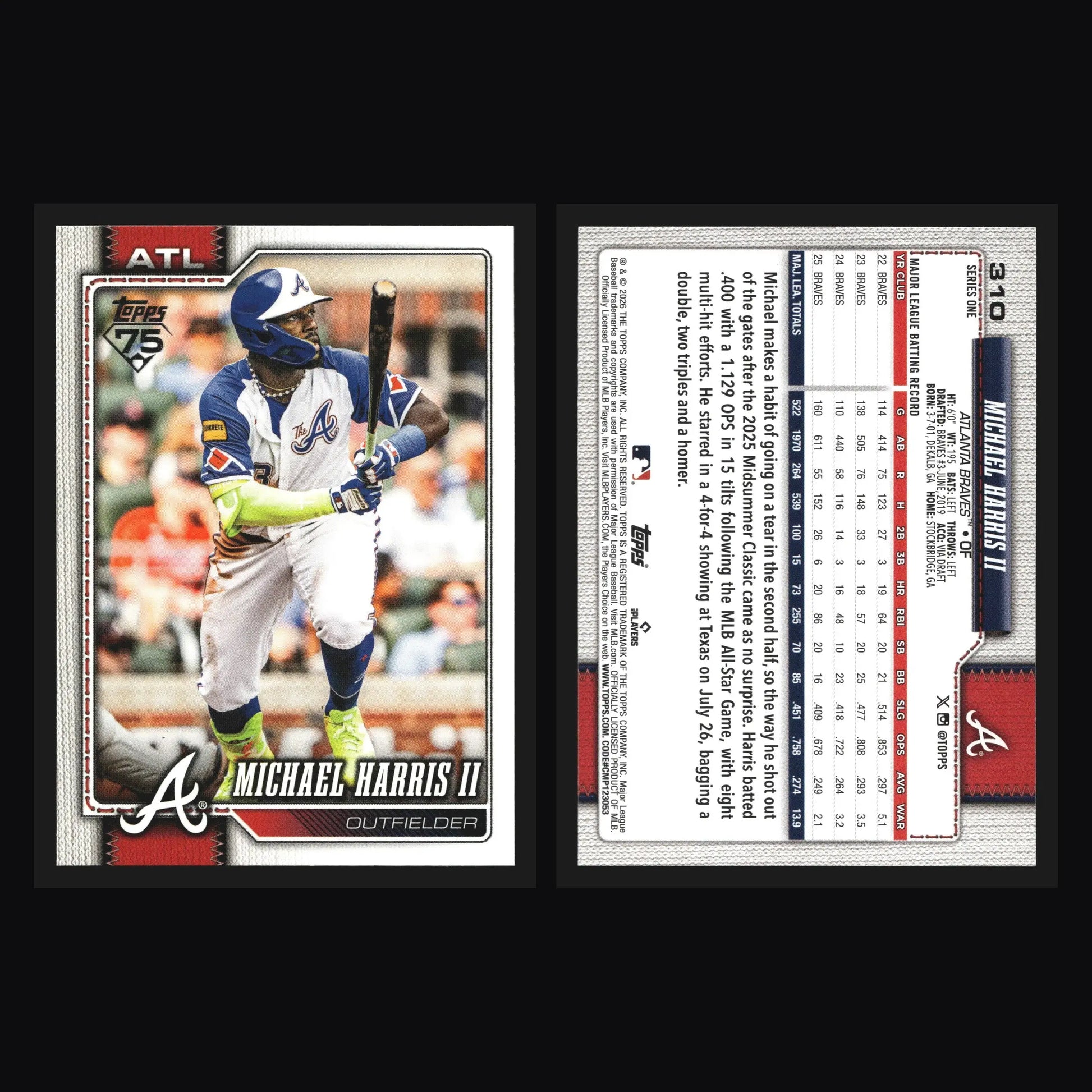 2026 Topps Series One #310 Michael Harris II Atlanta Braves - Baseball Card Single