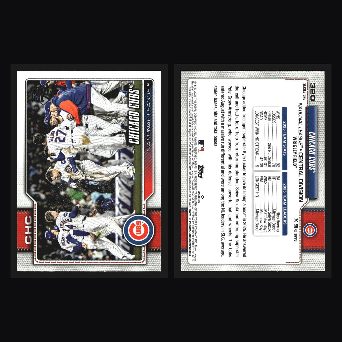 2026 Topps Series One #320 Chicago Cubs Team Card - Baseball Card Single