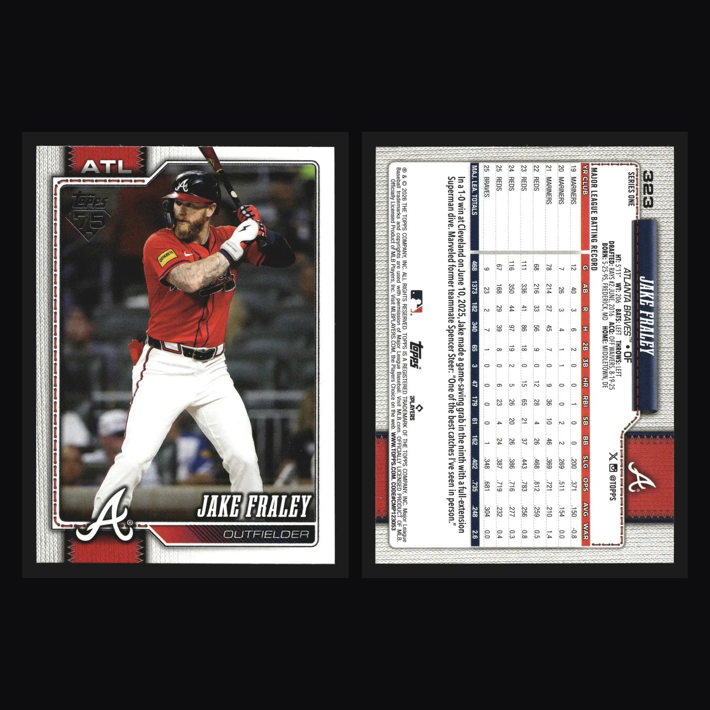 2026 Topps Series One #323 Jake Fraley Atlanta Braves