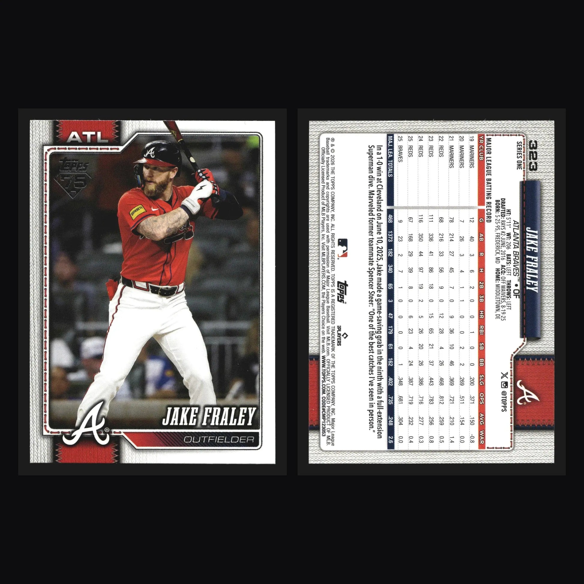 2026 Topps Series One #323 Jake Fraley Atlanta Braves