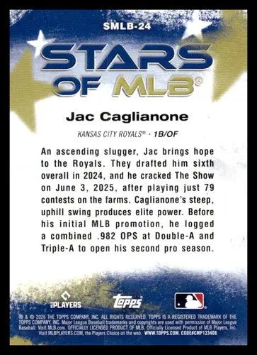 2026 Topps Stars of MLB #SMLB-24 Jac Caglianone NM-MT Royals ID:82198 - Baseball Card Single