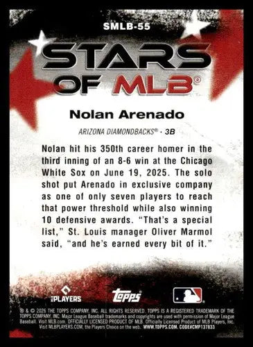 2026 Topps Stars of MLB #SMLB-55 Nolan Arenado NM Near Mint Diamondback ID:83260