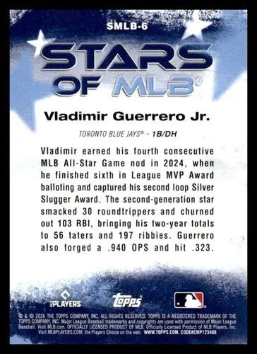 2026 Topps Stars of MLB #SMLB-6 Vladimir Guerrero Jr. NM-MT Blue Jays ID:81717 - Baseball Card Single