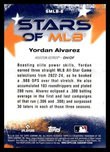 2026 Topps Stars of MLB #SMLB-8 Yordan Alvarez NM-MT Astros ID:81719 - Baseball Card Single
