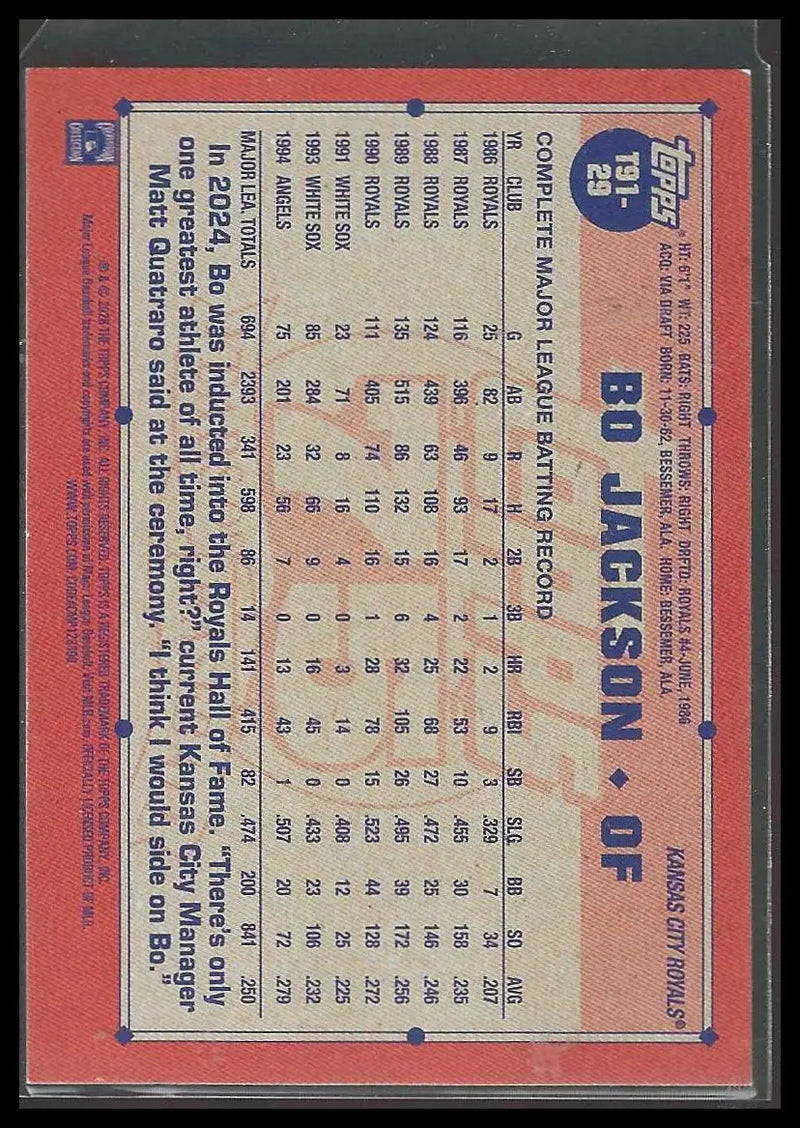 2026 Topps #T91-29 75th Annvy Bo Jackson Blue Crackle Foil #/150 Royals - Baseball Card Single