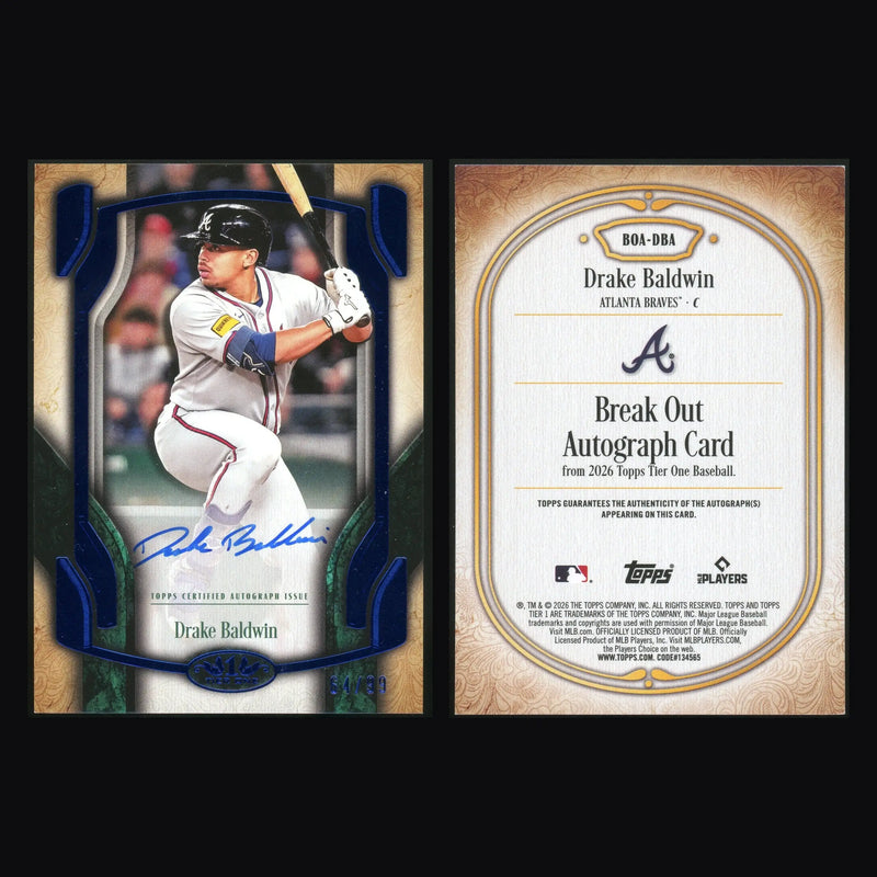 2026 Topps Tier One Break Out Drake Baldwin #BOA-DBA Blue /99 RC Auto
